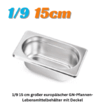 1/9 15 cm großer europäischer GN Pfannen Lebensmittelbehälter aus Edelstahl mit Deckel - Image 3