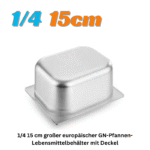 1/4 15 cm großer europäischer GN Pfannen Lebensmittelbehälter aus Edelstahl mit Deckel - Image 3