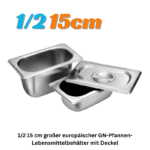 1/2 15 cm großer europäischer GN Pfannen Lebensmittelbehälter aus Edelstahl mit Deckel - Image 3