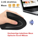 Meistverkaufte 2.4-GHz-Laptop-Computer, optische kabellose Scroll-Mäuse, ergonomische vertikale Maus