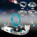 204 Stück Rennstrecken-Spielzeug-Zug-Sets, Weltraum-Spielzeug mit Mini-Sternprojektor, Geburtstags-/Ostergeschenke für Kinder, Jungen und Mädchen - Image 2