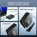 GaN Tech EU-Stecker 6 Ports 200 W Adapter für Samsung iPhone Tablets Laptop Mackbook - Image 5