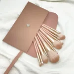 12 teiliges Make-up Pinsel Set aus Aluminium Synthetikhaar mit PU Ledertasche - Image 5