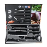 6-teilige Küchenmesser-Sets aus schwarzem, antihaftbeschichtetem Edelstahl mit rostfreien Klingen