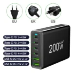 GaN Tech EU-Stecker 6 Ports 200 W Adapter für Samsung iPhone Tablets Laptop Mackbook - Image 6