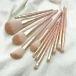 12 teiliges Make-up Pinsel Set aus Aluminium Synthetikhaar mit PU Ledertasche - Image 2