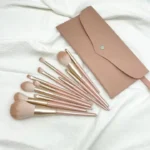 12 teiliges Make-up Pinsel Set aus Aluminium Synthetikhaar mit PU Ledertasche