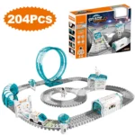 204 Stück Rennstrecken-Spielzeug-Zug-Sets, Weltraum-Spielzeug mit Mini-Sternprojektor, Geburtstags-/Ostergeschenke für Kinder, Jungen und Mädchen